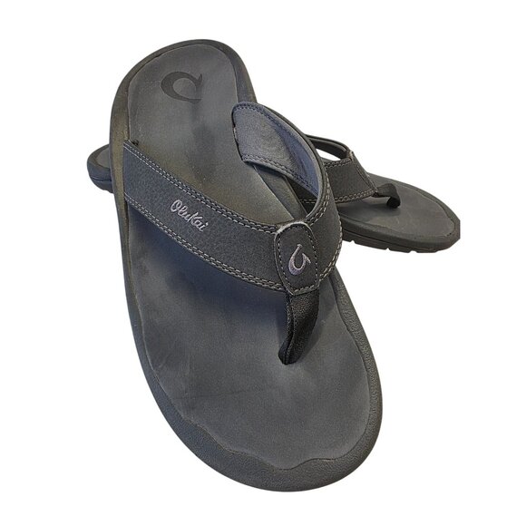 OluKai Ohana Mens Flip Flops Sandals Size M/12 Gray Synthetic Rubber Sole - Picture 2 of 12